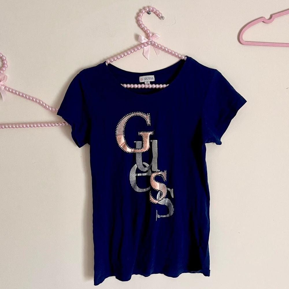 GUESS Women’s 100% Cotton Graphic T-Shirt with Rhinestones ⋆ PRE-LOVED ⋆